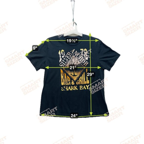 Chaps Mens Silver Anchor Shark Bay Graphic T-Shirt XL 100% Cotton Black faded - Picture 3 of 8